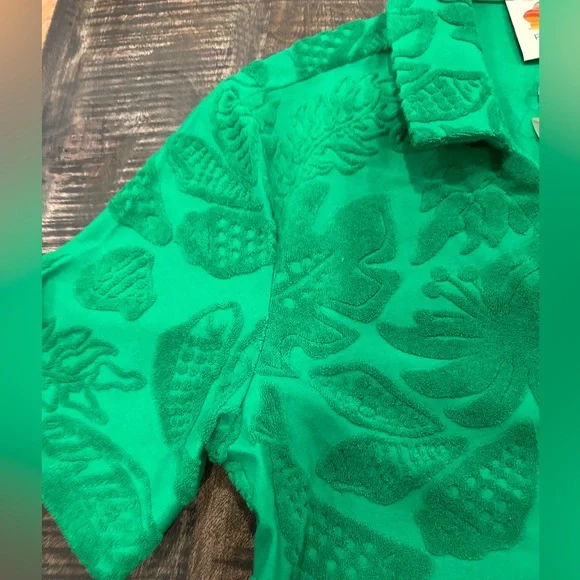 FARM Rio River Nature Terry Tie-Front Top Medium NWT Green Med M Anthropologie - Picture 5 of 13